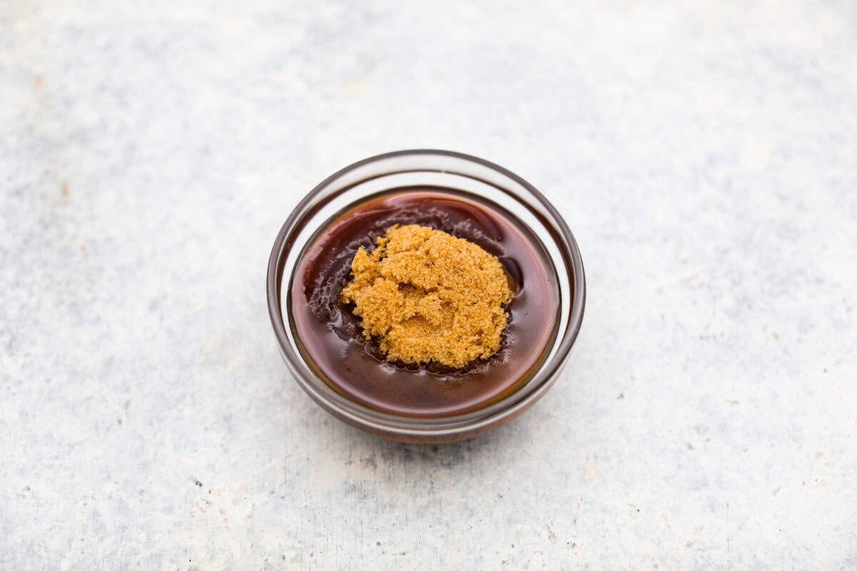 https://www.target.com/p/excalibur-seasoning-smokehouse-bbq-rub-seasoning-6oz-shaker-bottle/-/A-93218011#lnk=sametab Overhead shot of bbq sauce, brown sugar and maple syrup in a bowl.