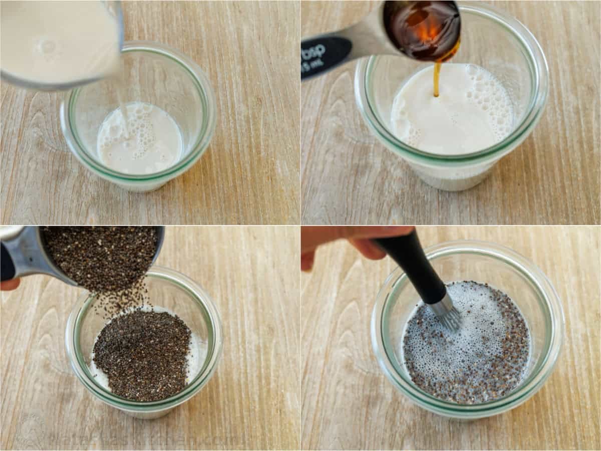 Chia Seed Pudding uses only 3 ingredients to make a delicious and filling breakfast you can prep ahead. Add toppings for the perfect bite. how to mix make-ahead breakfast in a mason jar with just three ingredients