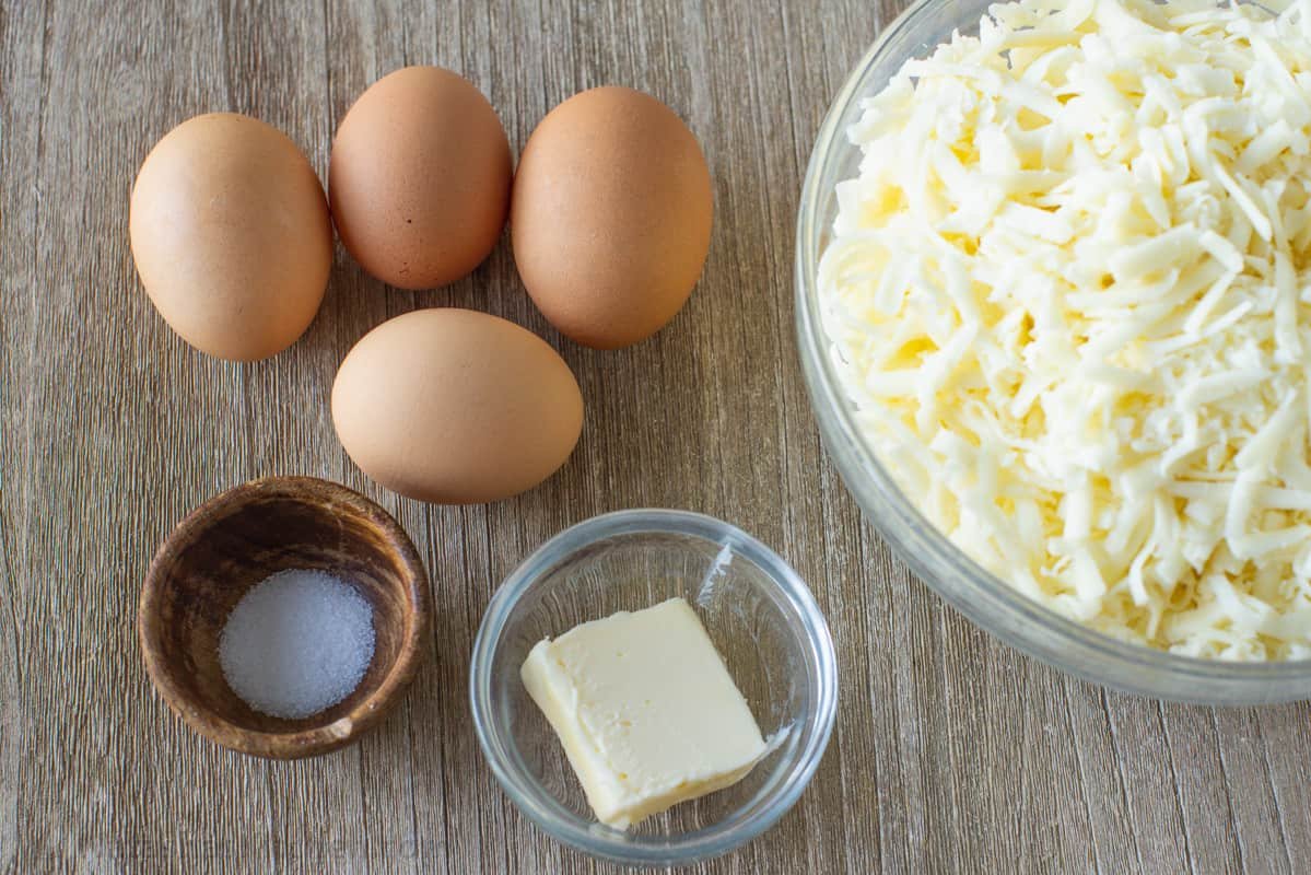 Ingredients for a cheese omelette