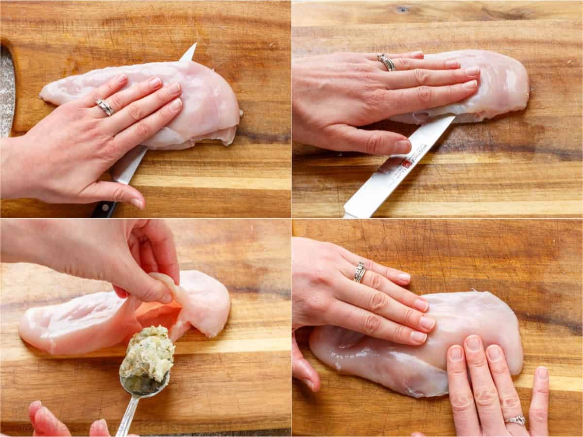 Step-by-step directions on how to make stuffed chicken breast