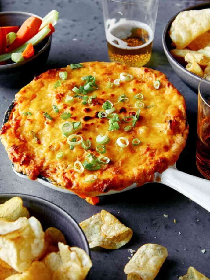 Buffalo Chicken Dip recipe ready to be served.