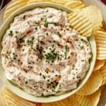 French onion dip recipe up close.