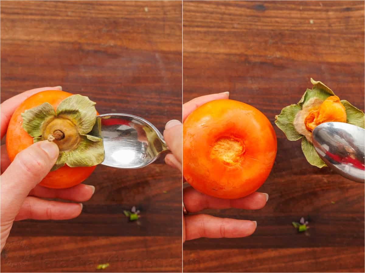 How to prepare persimmon fruit How to cut a persimmon for salad