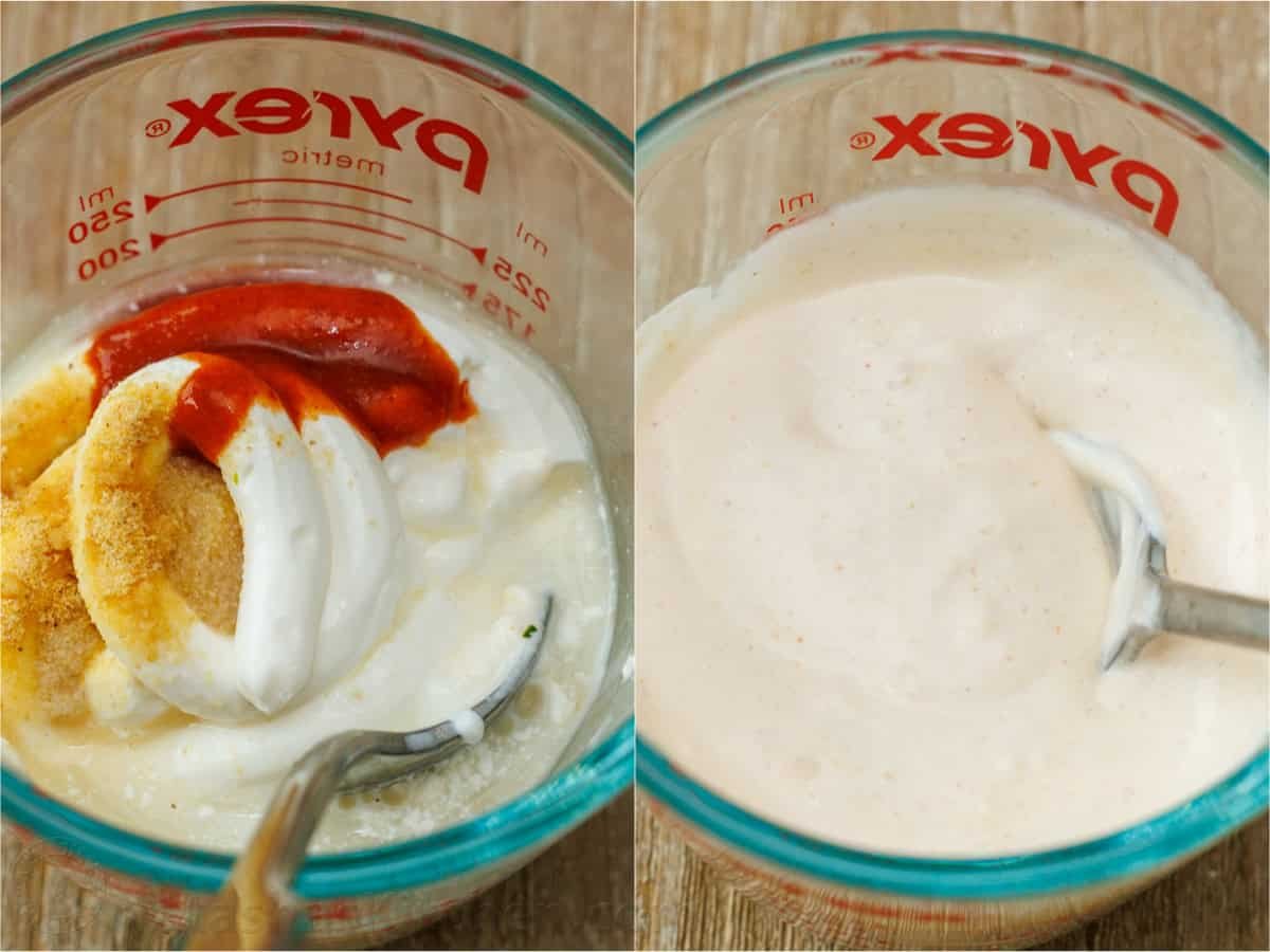 Our Fish Taco Bowl recipe is an easy taco night recipe. Mix flaky fish, Cilantro Lime Rice, toppings, and crema Sauce to serve in 30 minutes. Sauce for Mexican Tacos using sour cream, mayo, Sriracha, lime juice and garlic powder