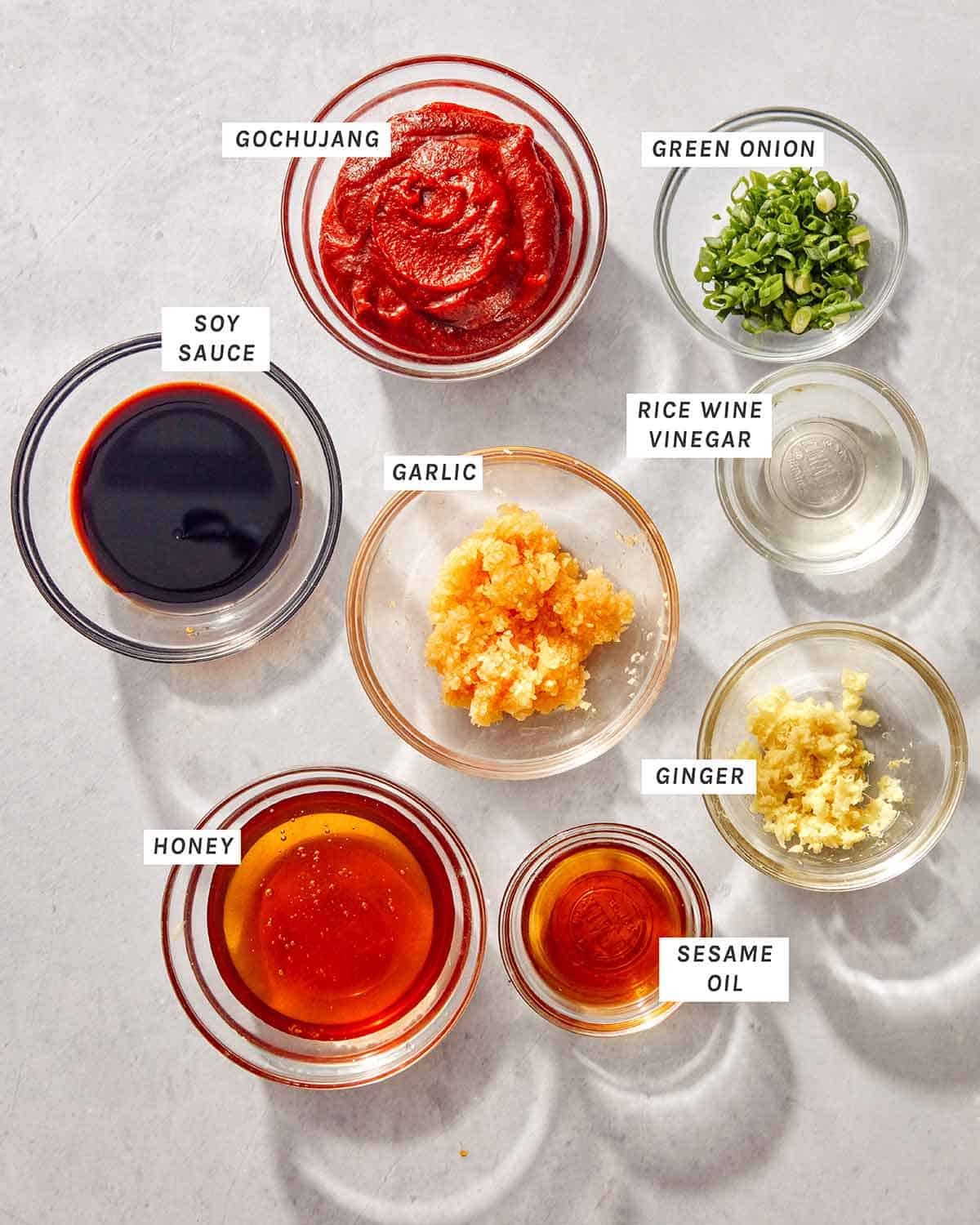Spicy Gochujang Sauce ingredients for Korean Fried Chicken.