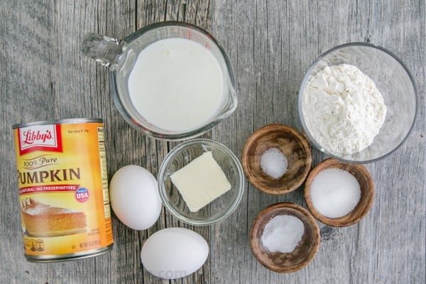 Ingredients for pumpkin pancakes