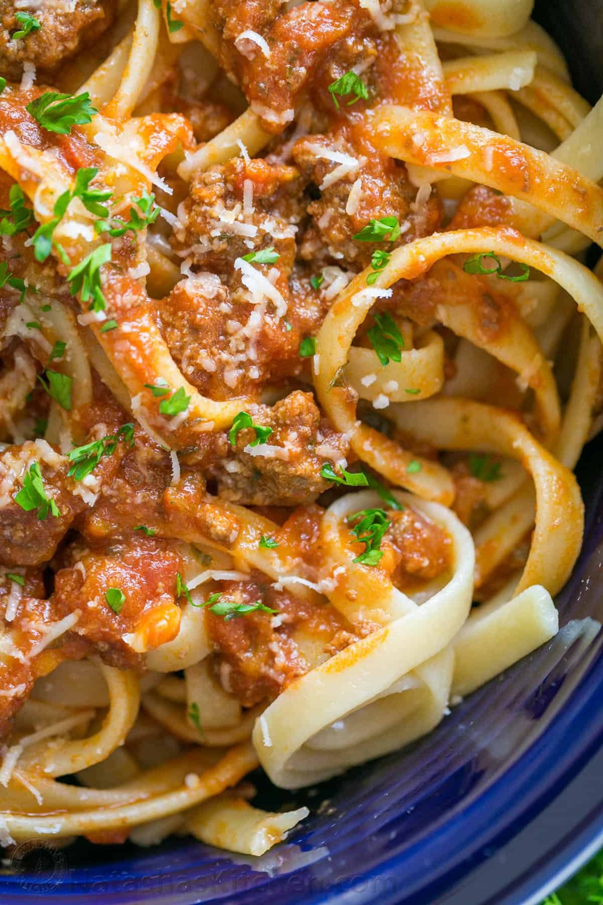A close up Spaghetti and Bolognese Sauce