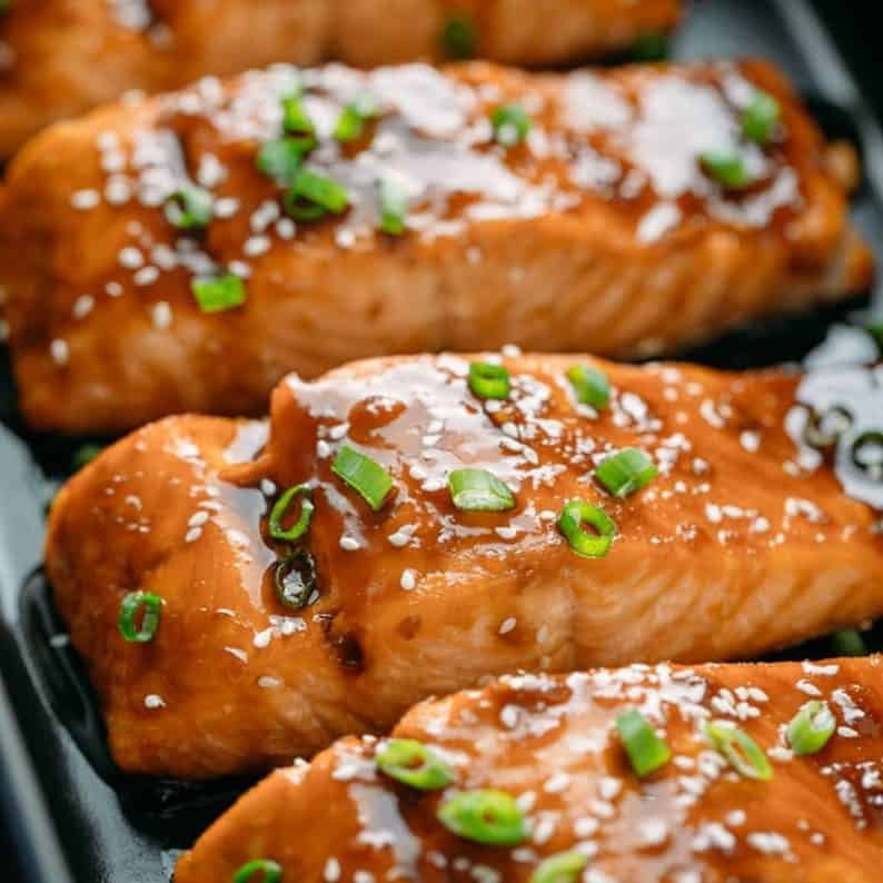 This teriyaki salmon recipe is a winner! Simple ingredients and no lengthy marinating needed. A flaky, juicy and delicious teriyaki glazed salmon recipe.