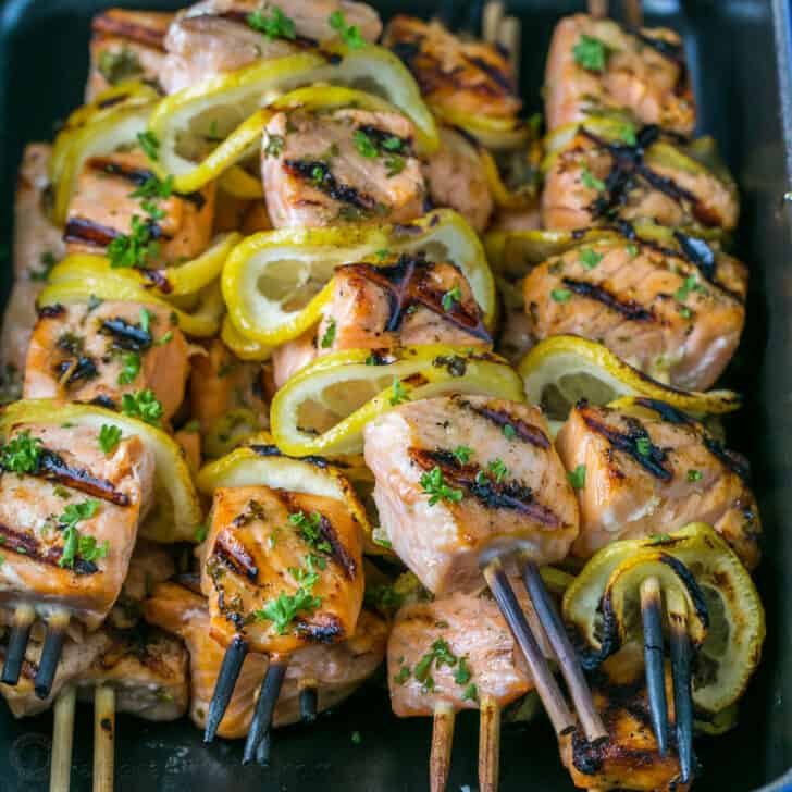 grilled salmon skewers