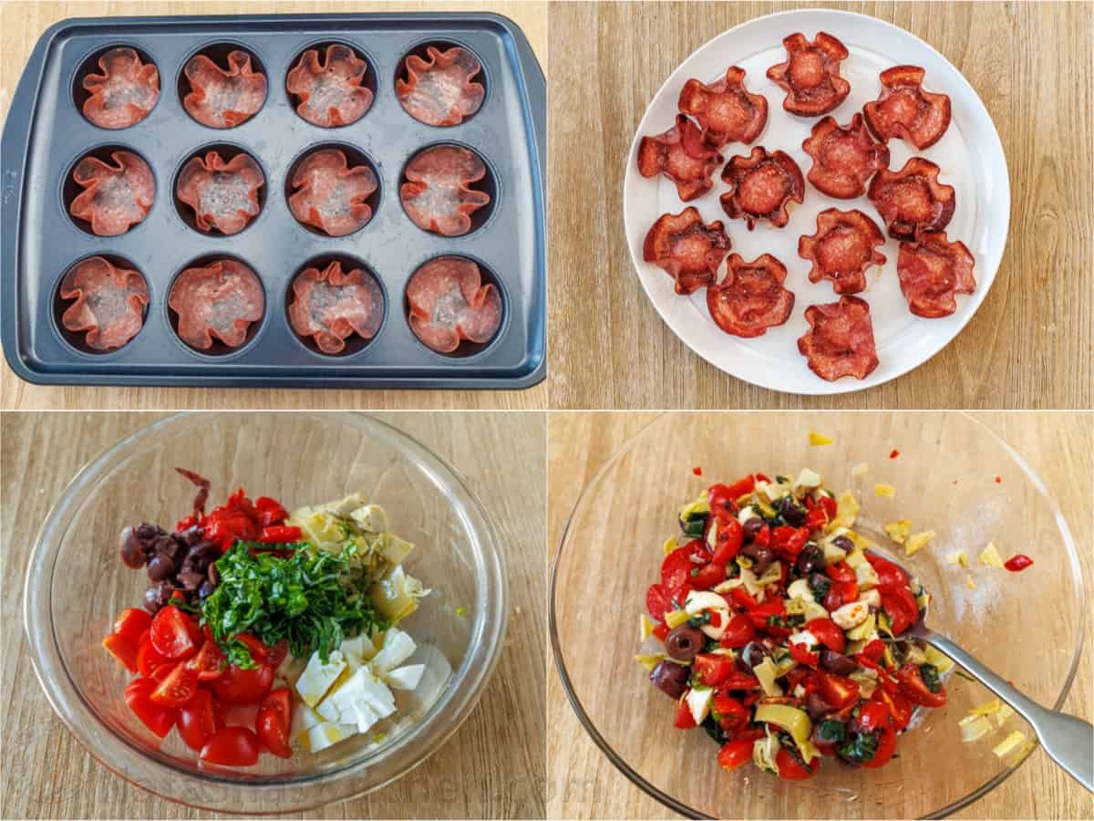 How to make salami cups appetizer step by step How to make Salami Cups Antipasto, step by step.