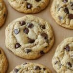 best sourdough chocolate chip cookie recipe on a baking sheet