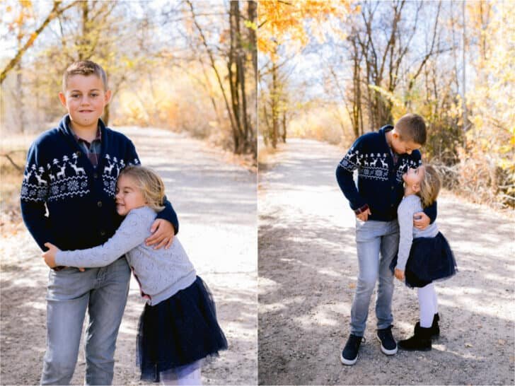 Two photos, side by side, of two children.