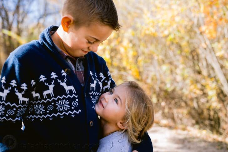 A close up photo of two children. 