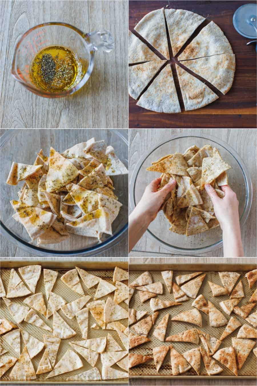 Homemade pita chips are a great way to use leftover pita bread. Crisp, crunchy, perfectly seasoned and more satisfying than store-bought. Step by step how to make pita chips