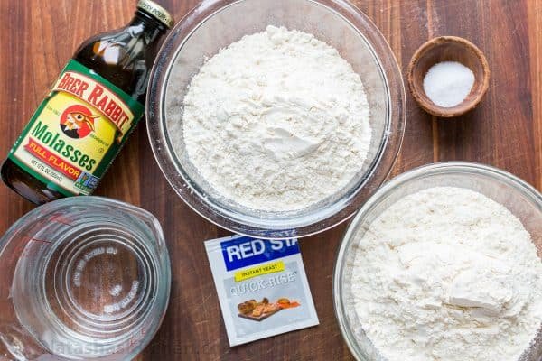 Ingredients on the table for wreath bread