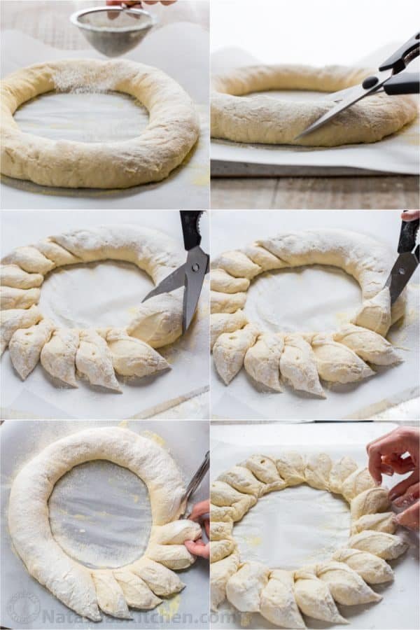 How to Make a Wreath Bread with DIY video! Wreath bread has a crisp crackly crust and super soft center. Surprisingly easy and impressive Christmas bread wreath!