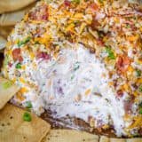 Bacon Ranch Cheese Ball Recipe with pita chips for serving
