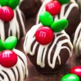 chocolate coconut balls with m&m candy