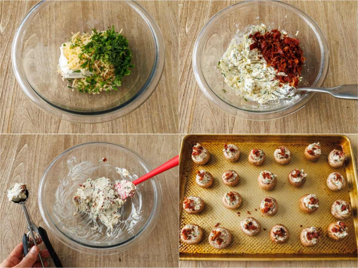 This is the best stuffed mushrooms recipe for your next party. The bite-sized appetizer is stuffed with cream cheese, bacon bites and garlic. Easy directions for how to make stuffed mushrooms using cream cheese and bacon.