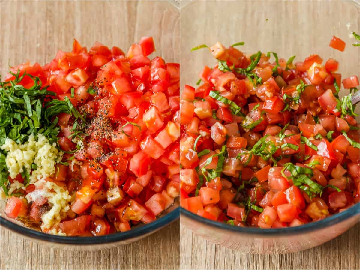 How to make bruschetta step by step collage