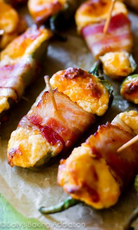 bacon wrapped cheesy stuffed jalapeños