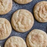 Snickerdoodle cookies on a cookie tray