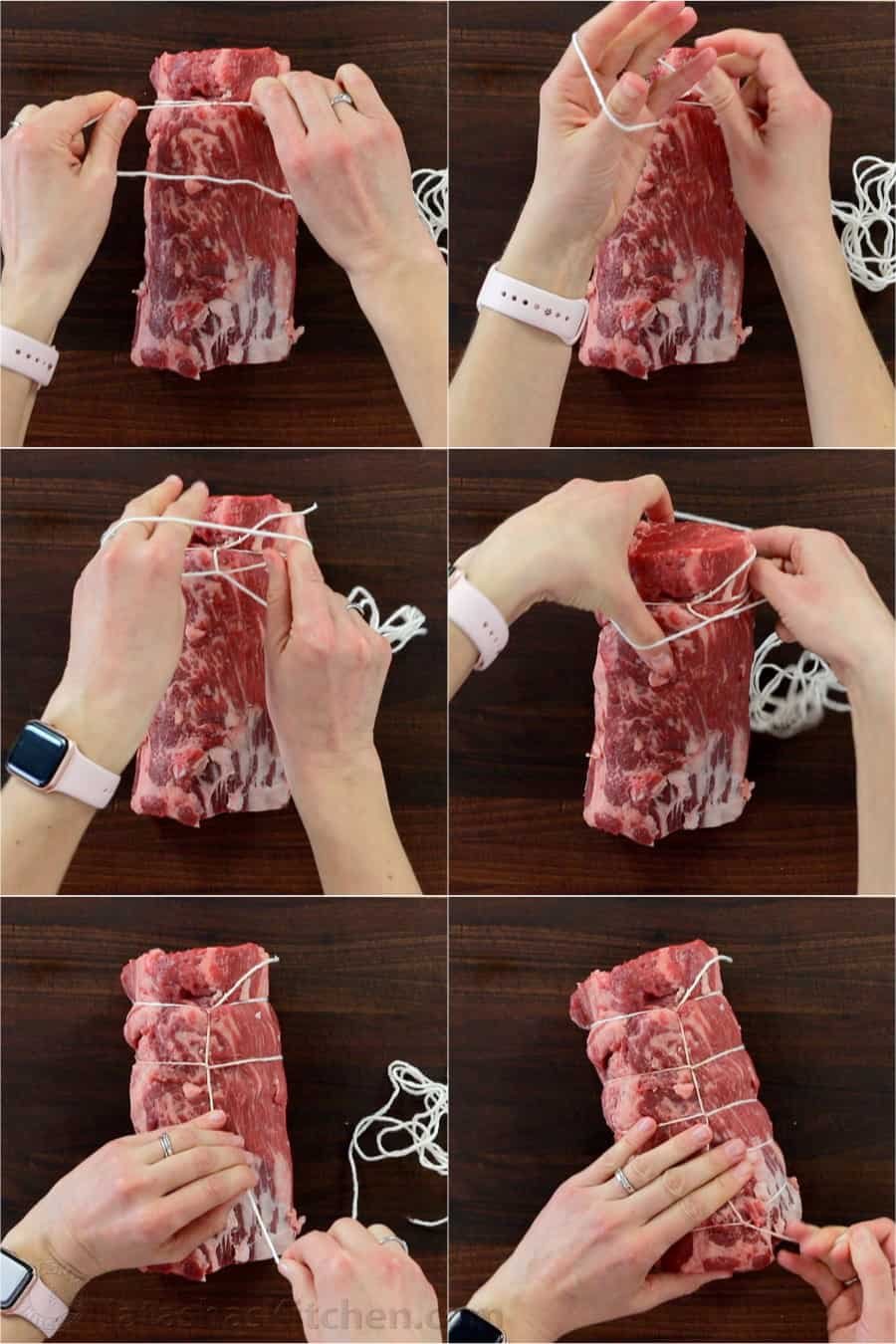 Roasted Beef Tenderloin is a showstopper! This tried and true easy method produces melt-in-your-mouth tender beef. How to trim, tie and cook beef tenderloin. #beeftenderloin #beeftenderloinrecipe #roastedbeeftenderloin #beef #steak #valentinesdaydinner #valentinesdayrecipes #natashaskitchen #dinner #tenderloin How to tie beef tenderloin with kitchen string tutorial