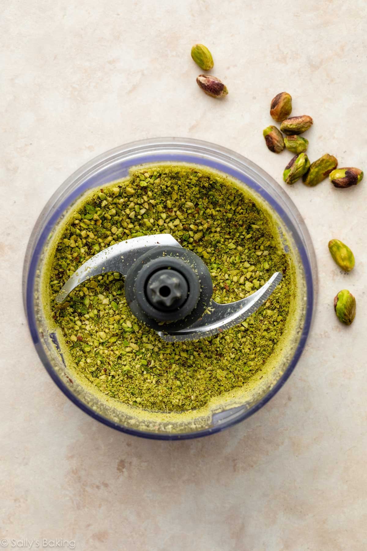 ground pistachios in food processor.