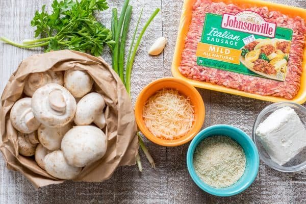 Sausage Stuffed Mushrooms are crunchy on top with a creamy and juicy center. They are loaded with flavor and really stand out as a holiday party appetizer. | natashaskitchen.com