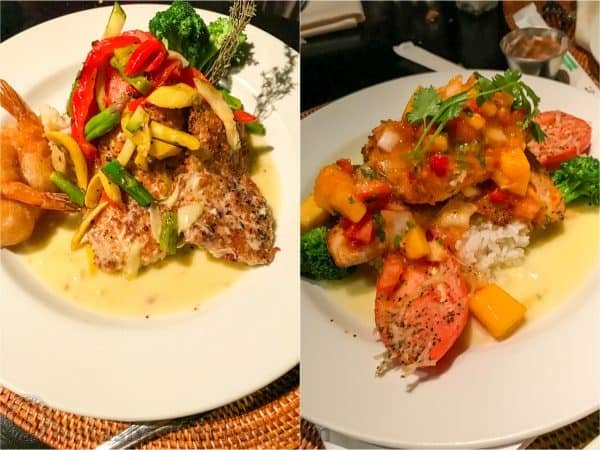 Two photos of plates of food 