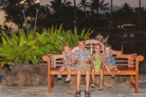 Children sitting on a bench
