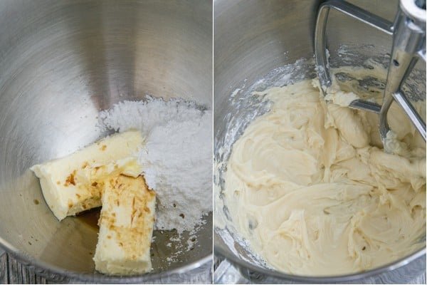 These almond snowball cookies just melt in your mouth. Perfect Christmas cookies since they look like darling little snowballs. How to make almond snow ball cookies creaming together butter and sugar