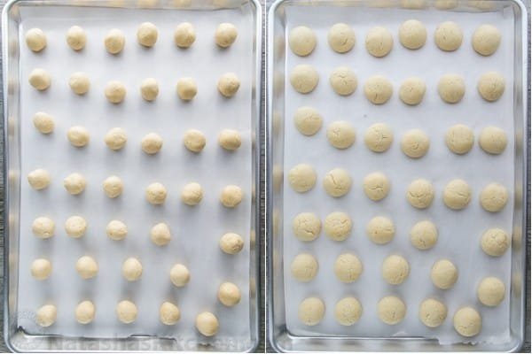 These almond snowball cookies just melt in your mouth. Perfect Christmas cookies since they look like darling little snowballs. How to bake snowball cookies