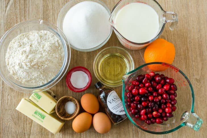 Ingredients for cranberry cake