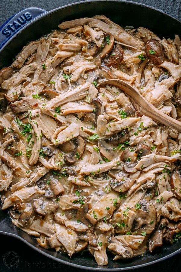 This Leftover Turkey recipe is by far my favorite way to use up leftover turkey! Turkey in creamy mushroom sauce is so easy and a big win in our family!