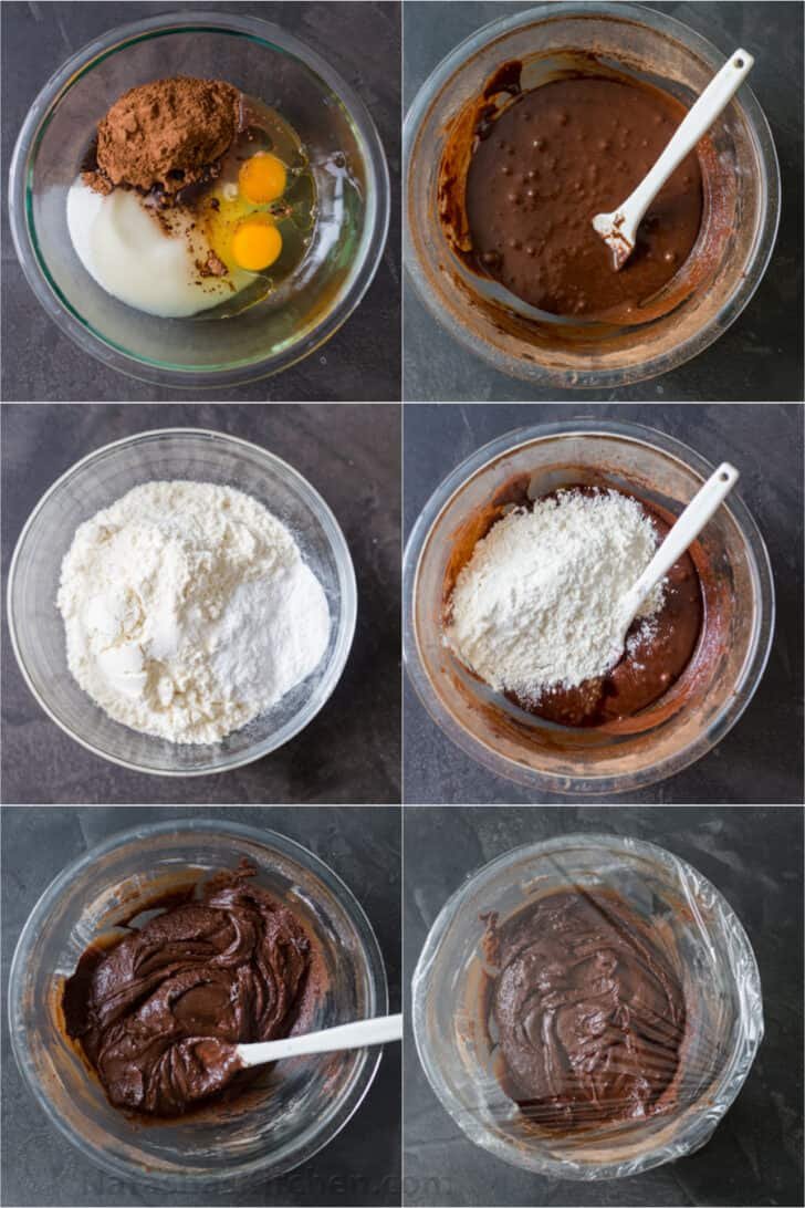 Chocolate Crinkle Cookies are like a cross between the gooiest brownie you have ever had and a crispy chocolate chip cookie step by step images on how to make dough for the crinkle cookies