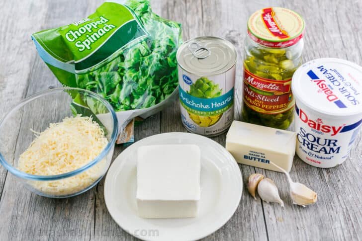 Ingredients for Spinach Artichoke Dip Recipe