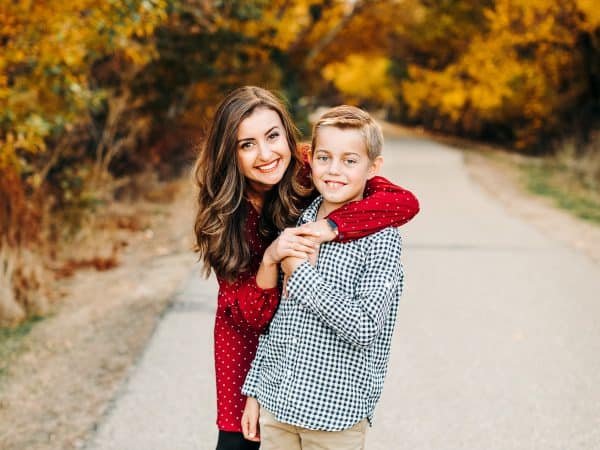 Natasha Kravchuk hugging a boy