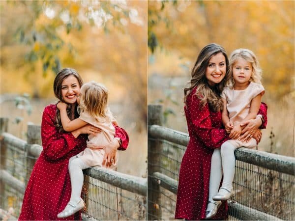 Two photos of a mother and daughter 