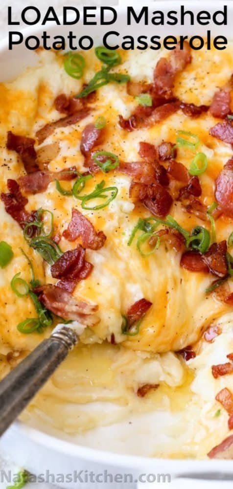 Easy mashed potato bake in casserole dish