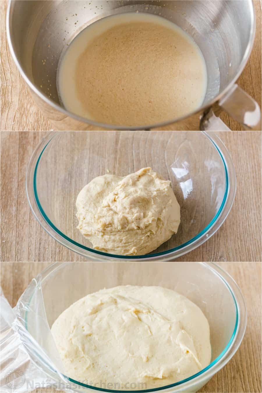 Irresistibly Soft Dinner Rolls are easy to make with just 6 ingredients. There's nothing like fluffy warm homemade dinner rolls. These are holiday worthy! #dinnerrolls #softdinnerrolls #homemadedinnerrolls #easydinnerrolls #howtomakedinnerrolls #natashaskitchen Proofing yeast and rising dough