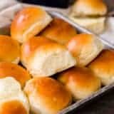 Dinner rolls on baking sheet served with butter