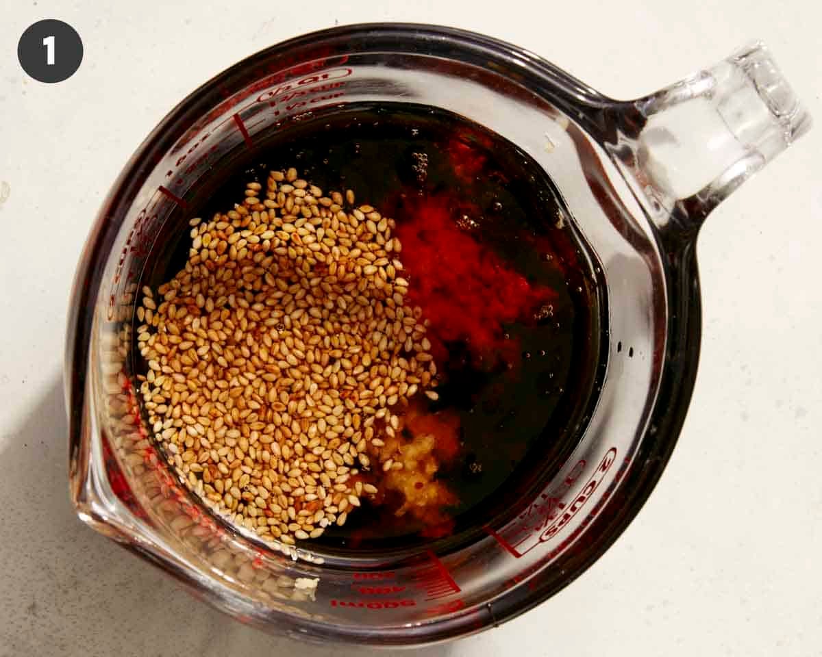 Sesame ginger dressing in a bowl.