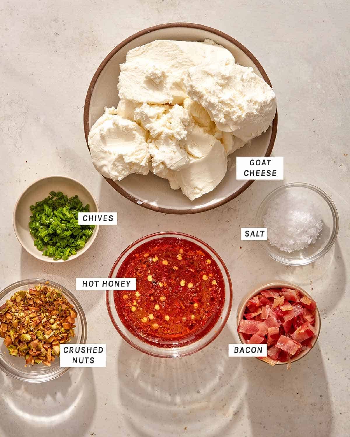 Ingredients to make whipped goat cheese.