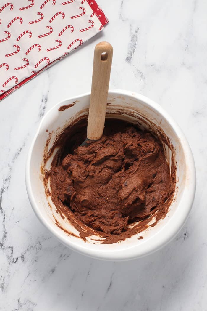 Peppermint Mocha Cookie ingredients arranged on a marble countertop