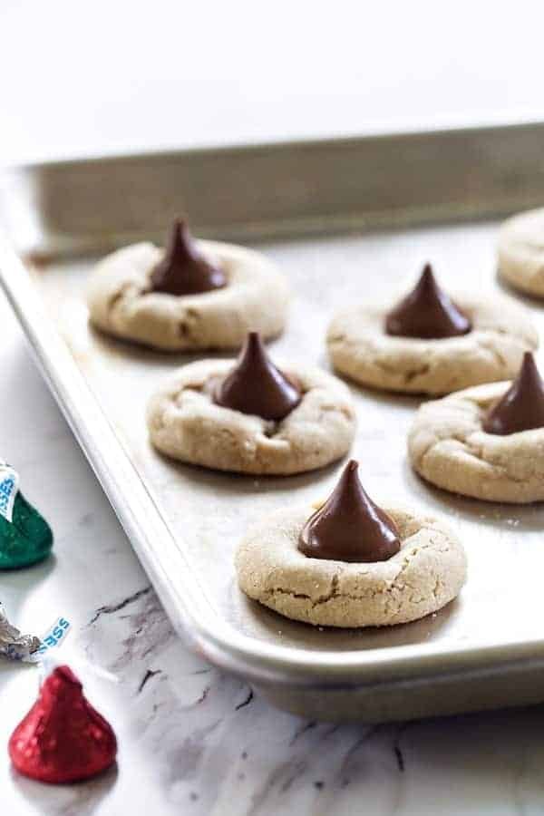 Chocolate Almond Kiss Cookies are a fun twist on a holiday classic!