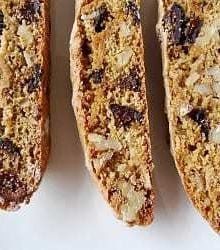 3 pieces of fig and walnut biscotti.