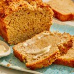 Black pepper parmesan beer bread with butter.