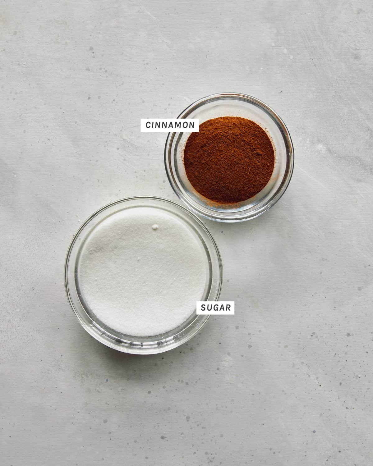 Ingredients for the topping of a snickerdoodle cookie.