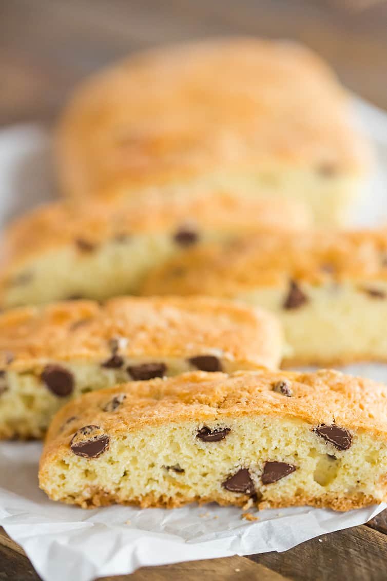 Sliced soft biscotti on parchment.